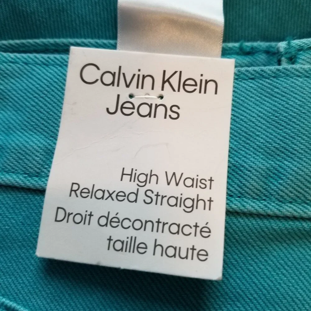 Calvin Klein Womens Sz 26 Teal Straight Leg Jeans Retro Festival‎ Coastal NWT